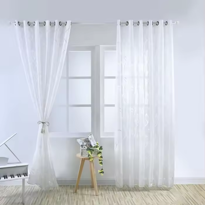 Juego de 2 cortinas de gasa - Decoración del hogar - 100 x 250 cm - Blanco - 1