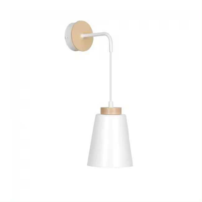 WONDERLAMP Wonderlamp Aplique de Pared Lasso Blanco y Madera con Altura Ajustable 1xE27 - 1
