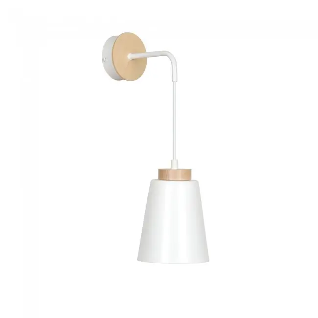 WONDERLAMP Wonderlamp Aplique de Pared Lasso Blanco y Madera con Altura Ajustable 1xE27 - 1