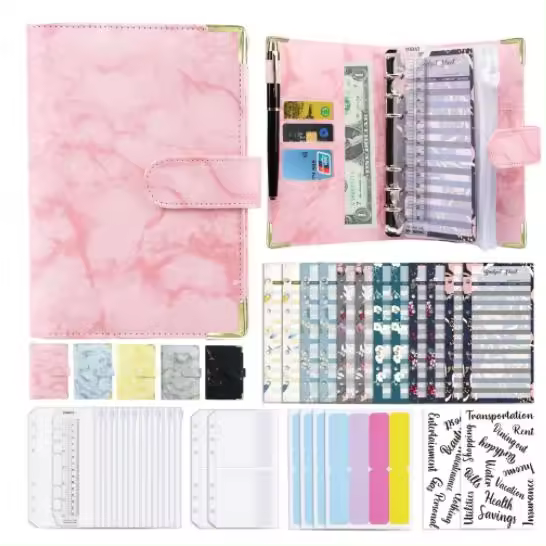 A6 Marble Money Budget Planner Binder With Zipper Envelopes Cash Envelopes For Budgeting Money Organizer For Cash Budget Binde - 1