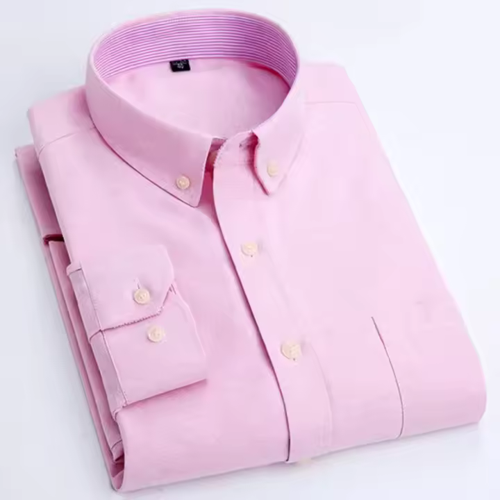 Camisa Oxford Para Hombre De Manga Larga Casual Rayada Gris Verde Azul Náutico Negocios Slim Botones Moda Tendencias - 1