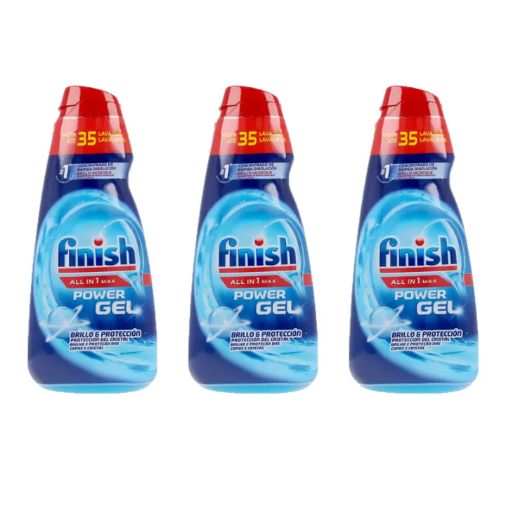 Gel Limpiador y Detergente para Lavavajillas Finish All in 1 Max Power - Pack de 3/4/5 (700 ml c/u, 105 lavados/140 lavados/175 lavados) - Eficiencia en Cada Lavado - Envase Puede Variar - 1