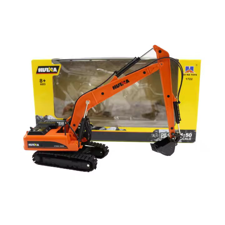 Modelo De Camión Excavadora De Brazo Largo HUINA 7122 1/50 Aleación Metal Vehículo De Construcción Juguete Para Niños Regalos Sin Batería - 1