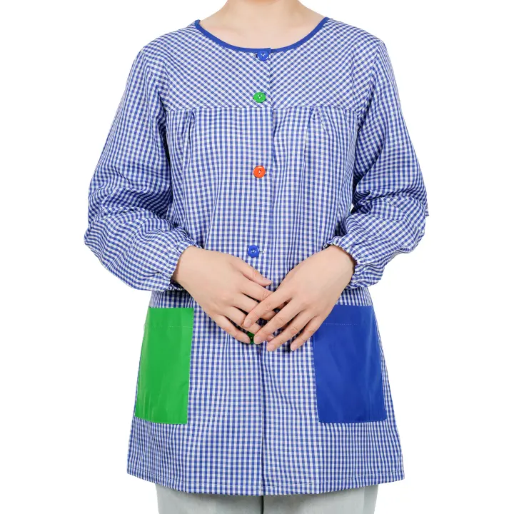 Zimmy Bata Escolar Unisex para Profesorado - Diseño a Cuadros y Manga Larga - Variedad de Colores y Tallas - 1