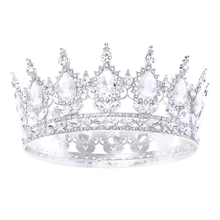 Diademas Redondas De Cristal Fashion Para Princesa Y Reina Accesorios De Cabello Para Boda Tamaño M Para Adultos - 1