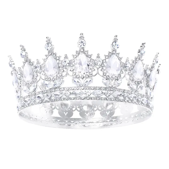 Diademas Redondas De Cristal Fashion Para Princesa Y Reina Accesorios De Cabello Para Boda Tamaño M Para Adultos - 1