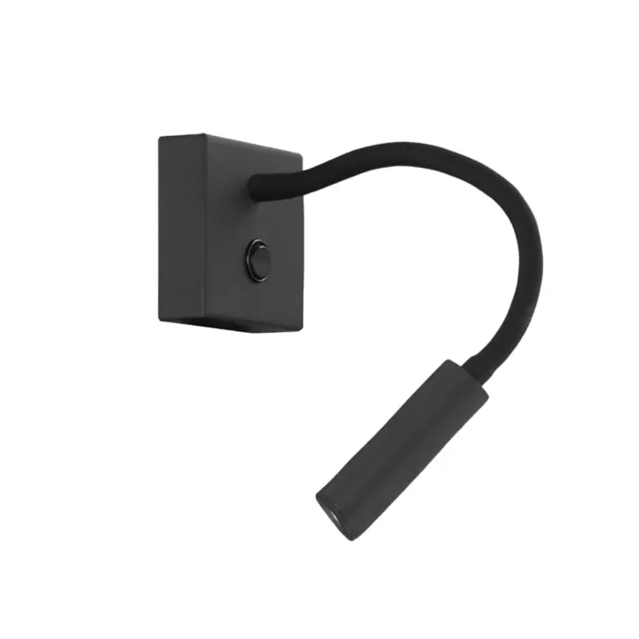 Aplique de Pared ALPINALUZ MILA Moderno Aluminio LED 3W Foco Flexible Lectura - Blanco Negro - 1