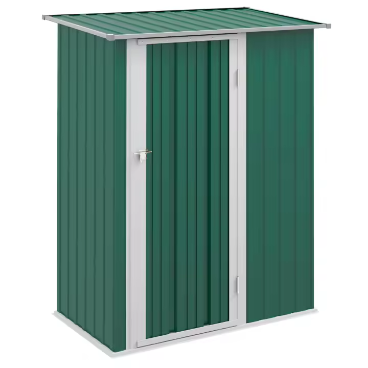 Outsunny Caseta de Jardín 1,07 m² 142x84x189 cm Cobertizo Exterior de Acero Galvanizado con Puerta Cerradura y Orificios de Drenaje para Almacenamiento de Herramientas - 1
