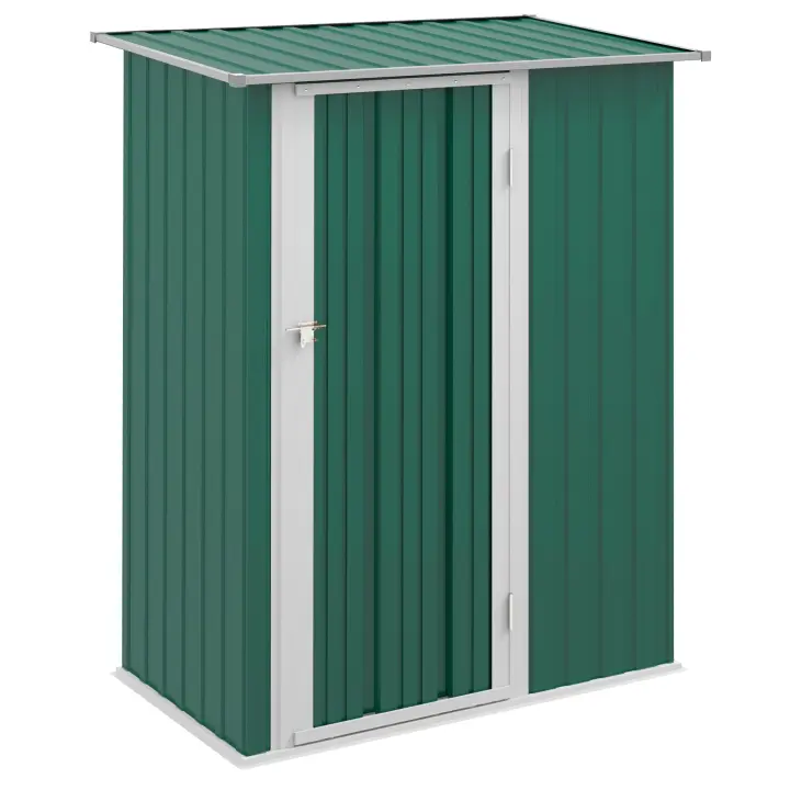 Outsunny Caseta de Jardín 1,07 m² 142x84x189 cm Cobertizo Exterior de Acero Galvanizado con Puerta Cerradura y Orificios de Drenaje para Almacenamiento de Herramientas - 1