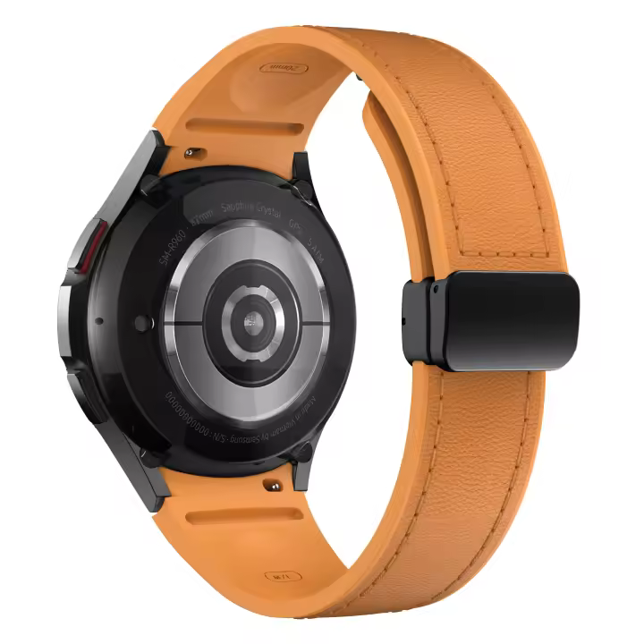 Correa De Cuero Genuino Y Silicona Para Samsung Galaxy Watch 7 6 5 44mm 40mm 20 Bracelet Galaxy Watch 6 4 Classic 47mm 46mm 43mm 42mm Unisex - 1