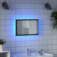 vidaXL Espejo de baño acrílico brillo 60x8,5x37 cm en color Negro/Marrón roble/Roble Sonoma y más | decorativo de pared para baño dormitorio recibidor moderno - details 1