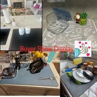 Alfombrilla De Secado De Platos Con Patrón De Girasol Y Grano De Madera Absorbente Para Cocina Y Baño Matriz Durable Para Vajilla Accesorio - details 0
