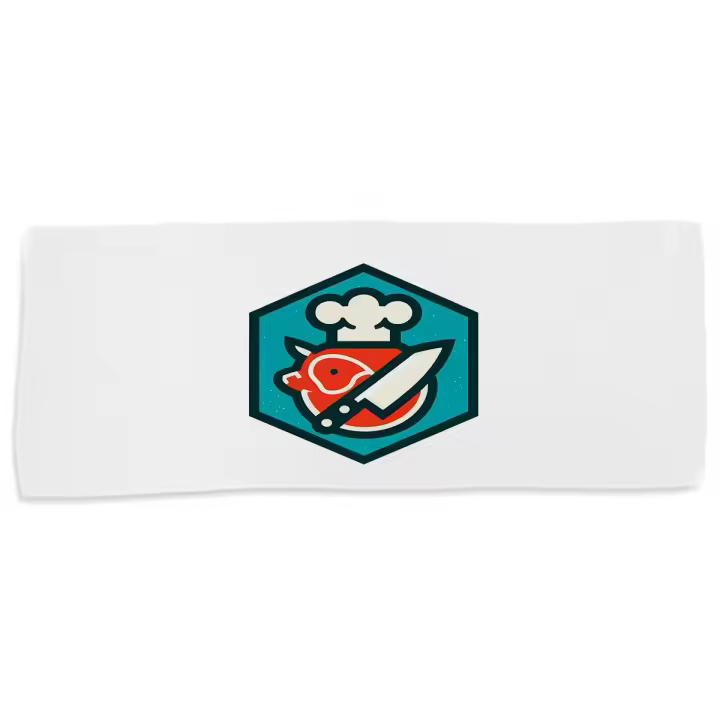 MERCHANDMANIA TOALLA MEDIANA GIMNASIO ABSORBENTE logo profesional carnicero carniceria suave con bolsita - 1