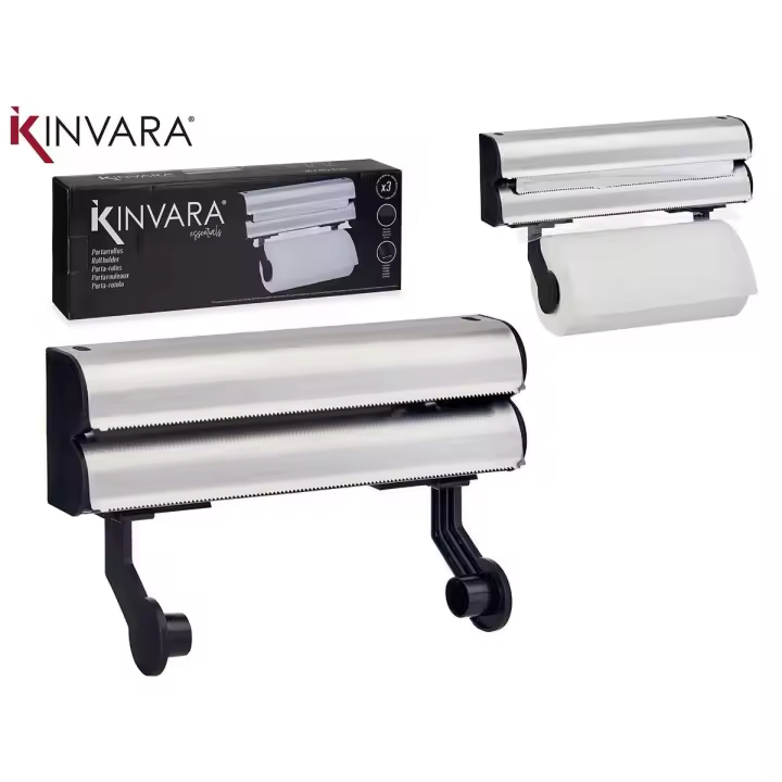 ROMUGA PORTAROLLOS TRIPLE KINVARA COCINA ALUMNIO FILM PAPEL - 1