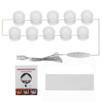 Espejo De Maquillaje Con Luces LED Bombilla USB Cargable Iluminación Dimmable Para Baño Mesa De Vestir Luz De Vanidad - details 5