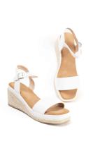 Lyla Wang Sandalias doradas mujer cuña mediana de espartos con plataforma - details 13