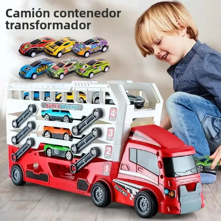 Camión De Construcción Con Contenedor Desmontable Coche De Aleación De 6 Piezas Coche De Pull-back Para Niños Regalo De Navidad Y Acción De Gracias - 1