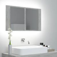 vidaXL Armario espejo de baño LED acrílico brillo 80x12x45 cm en color Blanco brillante/Negro/Roble Sonoma y más | almacenamiento funcional diseño moderno para baño dormitorio sala - details 7