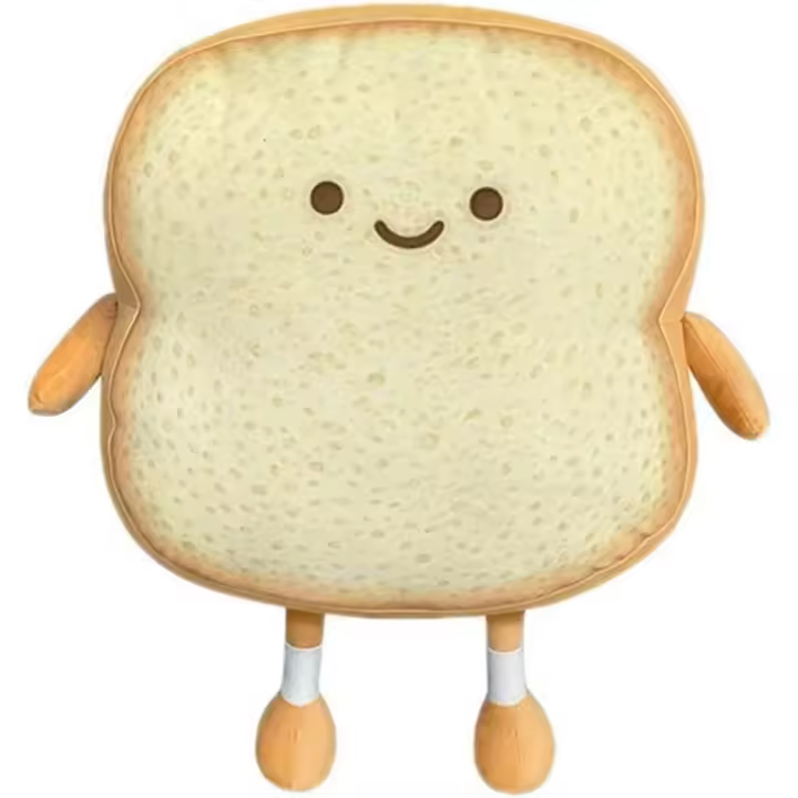 Almohada de pan tostado, divertida almohada de peluche con forma de pan, pequeña y adorable almohada de sofá con forma de pan tostado, ideal para decorar el dormitorio de niños y adultos (dorado). - 1