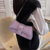 Bolso De Hombro PU Cuero Pequeño Para Mujer Color Sólido Con Cadena Vintage Lujo Monedero Bandolera De Moda Para Dama - details 4