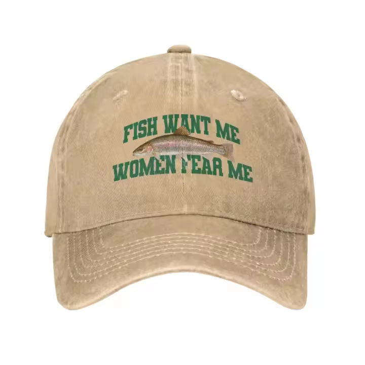 Gorro De Béisbol Unisex 'Fish Want Me Women Fear Me' Estilo Desgastado Clásico Protección Solar Ajustable Para Todas Las Estaciones - 1