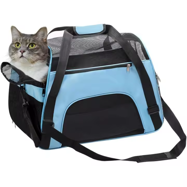Coche eléctrico para mascotas con bordes suaves para perros y gatos, bolsa VIE azul - 1