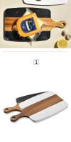 Tablero De Cortar De Madera De Mármoles 1Pc Rectangular Negro Para Queso Carne Fruta Pan Herramientas De Cocina Al Aire Libre - details 1