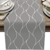 1pc Corredor De Mesa Gris Para Decoración De Comedor Interior Y Exterior Teléfono De Poliéster Geométrico Para Fiesta En Casa Y Café - details 0