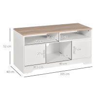 HOMCOM Armario para Televisor Mesa para TV de Salón con Gran Espacio de Almacenaje Estantes Abiertos Administración de Cables Diseño Clásico 105x40x52 cm Blanco - details 2
