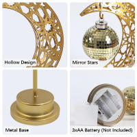 Lámpara De Mesa LED Decorativa Bola De Luna Alimentada Por Batería Creación De Ambiente Festiva Para Ramadan Eid Al Fitr Regalos De Decoración Del Hogar - details 4