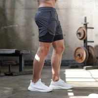 Shorts De Fitness Para Hombre Doble Capa 2 En 1 Deporte Entrenamiento En El Gimnasio Quick Dry Running Verano Shorts Casual - details 2