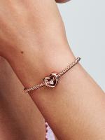 Pandora - Charm de corazón radiante y Piedra-Baño de Oro Rosa de 14 K - details 2