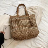 Bolso De Hombro De Paja Para Mujer De Verano De Alta Calidad Bolso De Viaje Hecho a Mano Gran Capacidad De Bolsas De Playa Estilo De Cesta Con Cierre De Cremallera - details 17