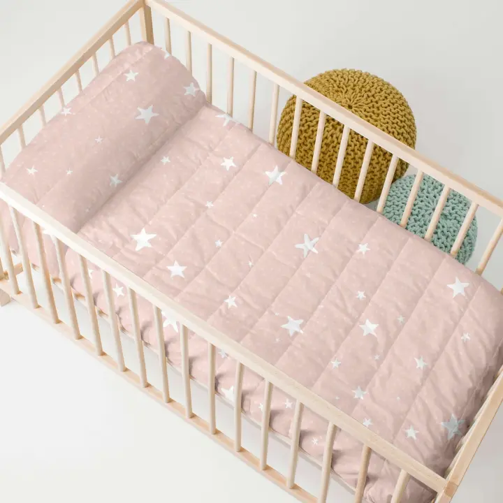 Happyfriday- Little star pink Colcha Cuna (100x130 cm), Colchas infantiles 100% Algodón (exterior) 100% Poliéster (relleno), calidad de 150 TC, Fabricado en España - 1