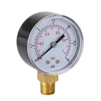Gauge De Presión Baja Para Combustible Aire Hidráulico 50mm 0/15 PSI 0/1 Bar 1/4 BSPT Medidor Analógico De Rango Máximo 49 PSI - details 1