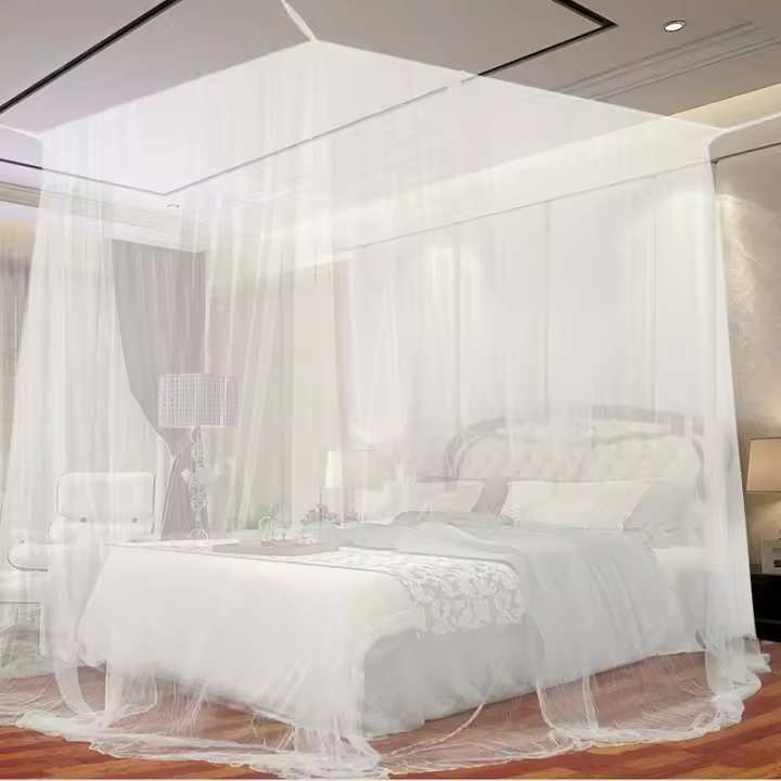Mosquitera para cama, mosquitera cuadrada grande para cama extra grande, mosquitera con dosel interior y exterior para camas Sim - 1