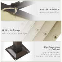 Outsunny Pérgola de Metal Gazebo Cenador para Jardín Patio o Terraza con Techo Retráctil Tela Poliéster Resistente al Agua y UV - details 6
