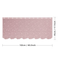 Cortina De Cocina Americana Rosa En Lace Cortina Corta No Perforada Translúcida De Poliéster Para Decoración De Hogar Y Café - details 4
