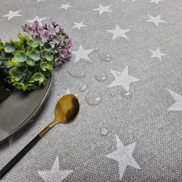 Manteles para mesas de tela, Antimancha, Fácil de limpiar,Mantel de tela lavable, Tela de mantel por metros, Impermeable, Para el cocina y comedor,Estrella, Beige 210832 - 1