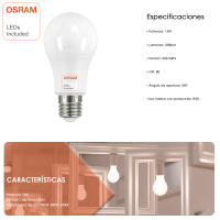 FACTORLED BOMBILLAS LED 15W OSRAM E27 A60, PACK 10 UNIDADES, 1800 LM GRAN LUMINOSIDAD, LUZ BLANCA 3000K - 4000K- 6000K - details 1