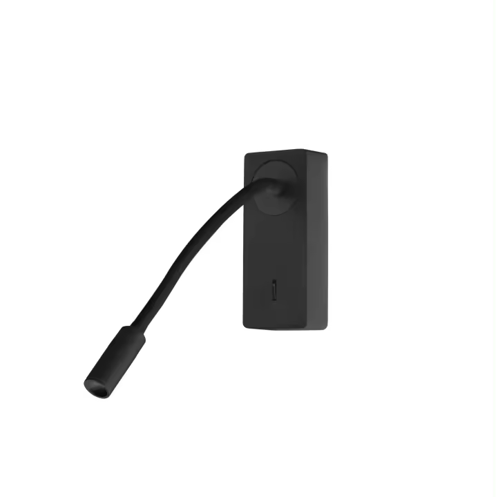 FORLIGHT Mine - Luz de Lectura para Dormitorio LED con Luz Cálida 3000K con Interruptor Aplique de Pared Cabecero de Cama Negro - 1