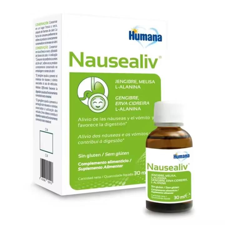 Humana Nausealiv Gotas 30 Ml para Mareo y Náuseas - Cómodo y Eficaz - 1