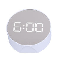 Reloj with Espejo Digital, Alarma, Pantalla Redonda Grande Blanca, Reloj LED portátil fácil de Ver para Oficina, dormitorio, Viajes W - details 1