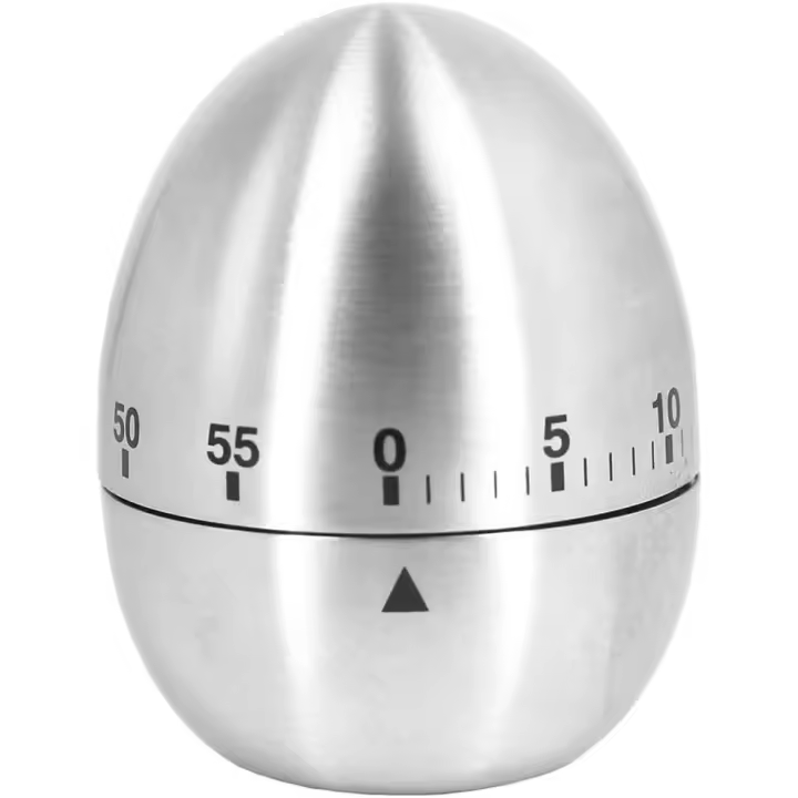 Temporizadores de cocina para huevos: temporizador mecánico giratorio de acero inoxidable de 60 minutos para cocinar, trabajar y aprender en la cocina. - 1