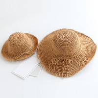 Sombrero De Paja Plegable Para Madre E Hija Protección Solar De Verano Para Playa Y Viajes Exterior Casual Sin Químicos Alérgenos - details 6