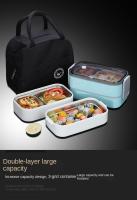 Caja De Almuerzo De Acero Inoxidable 304 Para Adultos Y Niños Escuela Oficina 1/2 Capas Microwaviable Portátil Contenedores De Alimentos Con Cuadrícula Bento - details 14