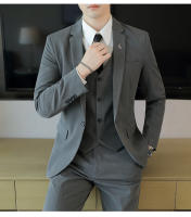 Traje De Tres Piezas Para Hombre De Color Sólido Tendencia Business Con Chaleco Y Pantalones Alta Calidad Conjunto De Moda Para Bodas O Eventos Formales - details 10
