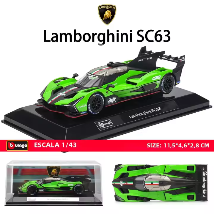 Modelo De Coche De Lujo Bburago 1:43 Porsche 911 GT3 RS Alfa GTAm Lamborghini En Metal Para Colección Y Juguete Regalo - 1