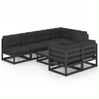 VIDAXL 3076703 conjunto de muebles con sofás y mesa para exterior de madera de pino negro vida xl - 1