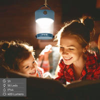 Aktive - Lámpara LED recargable 400 lm, 3 modos luz ajustables, asa y colgador, resistente al agua IP44, ideal para camping y exteriores, doble alimentación con power bank USB, batería recargable o 4 pilas AA, alcance 10 m, luz clara y uniforme - details 4